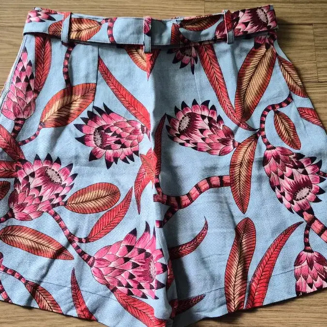 [BUNJANG] Flower Print Linen Blend Shorts / 플라워 프린트 린넨 혼방 반바지