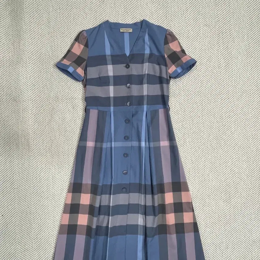 [BUNJANG] Burberry Check Short Sleeve Dress Size S / 버버리 체크 반팔 원피스 55(S)
