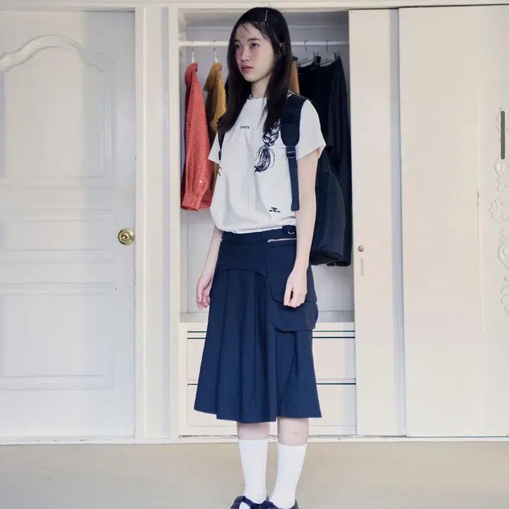 [BUNJANG] Nice Ghost Club Pleats Pocket Skirt Black / 나이스고스트클럽 플리츠 포켓 스커트 블랙