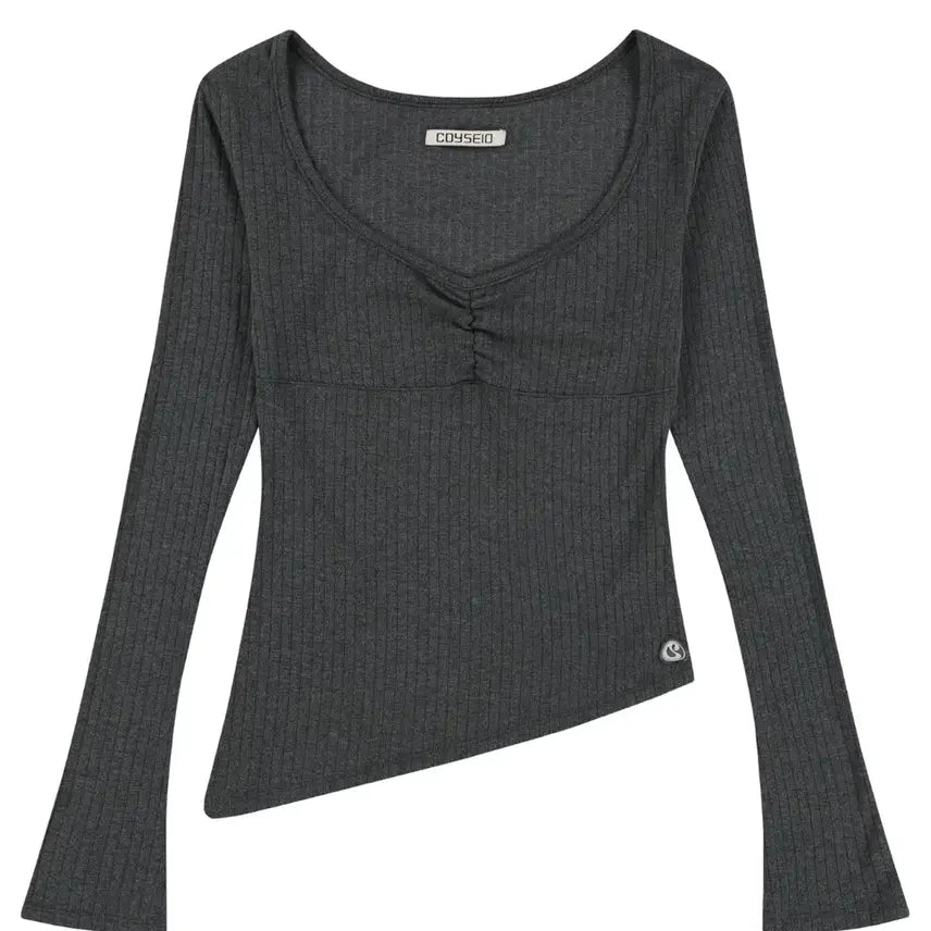 [BUNJANG] Koiseo Asymmetrical Shirring Top Gray / 코이세이오 언발란스 셔링 탑 그레이