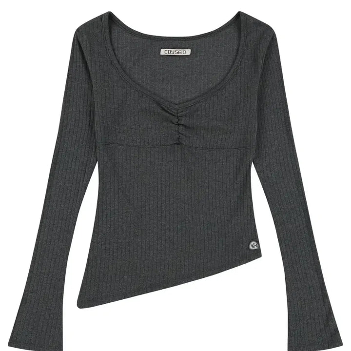 [BUNJANG] Koiseo Asymmetrical Shirring Top Gray / 코이세이오 언발란스 셔링 탑 그레이
