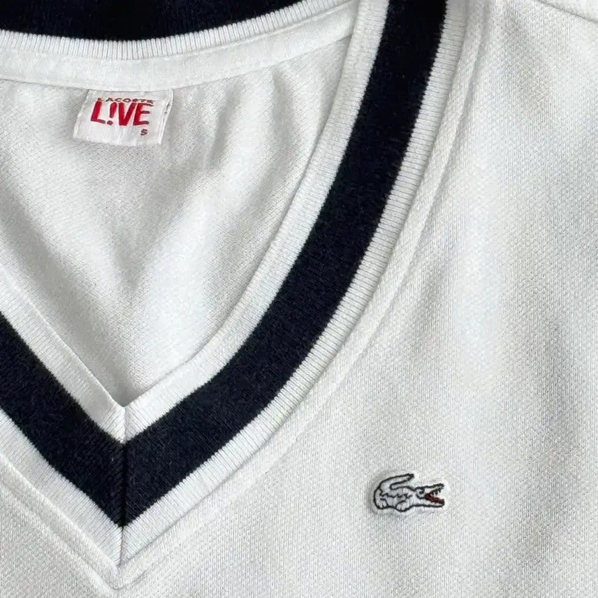 [BUNJANG] Lacoste White V-Neck Midi Dress / 라코스테 화이트 V넥 원피스