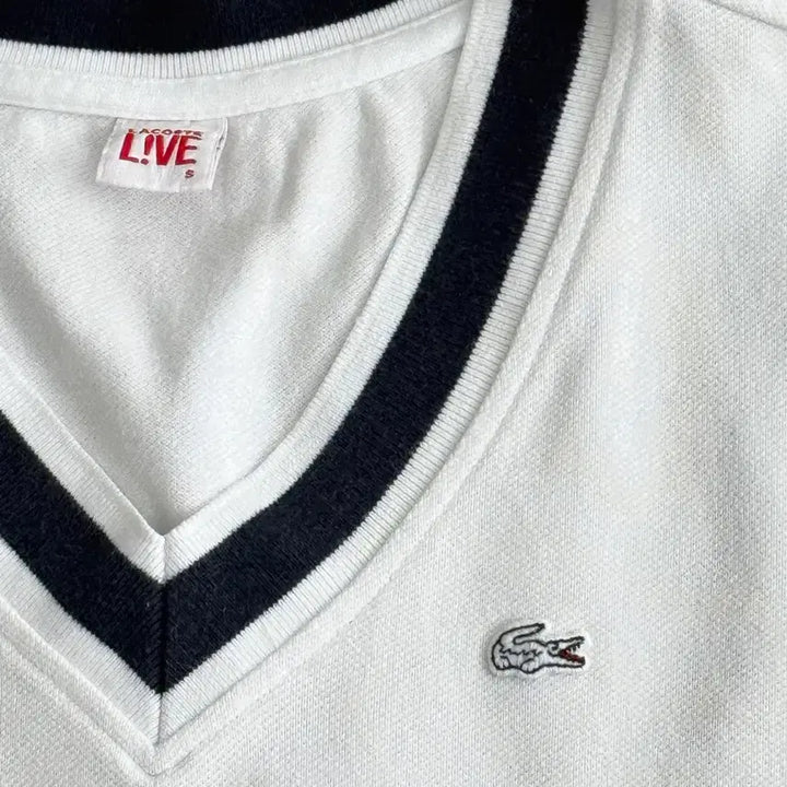 [BUNJANG] Lacoste White V-Neck Midi Dress / 라코스테 화이트 V넥 원피스