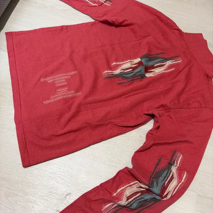 [BUNJANG] Kapital Ortesa Long Sleeve T-Shirt Red Size 3 (L) / 이번주까지만 이가격) 캐피탈 오르테가 천축 롱슬리브 티셔츠 레드 3(L)