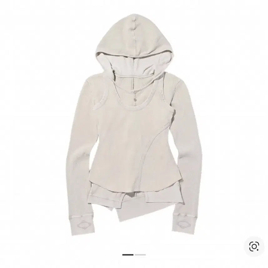 [BUNJANG] MSCHF Layered Waffle Hoodie Set - Bleached Beige / 미스치프 레이어드 와플 후드 세트 블리치드 베이지