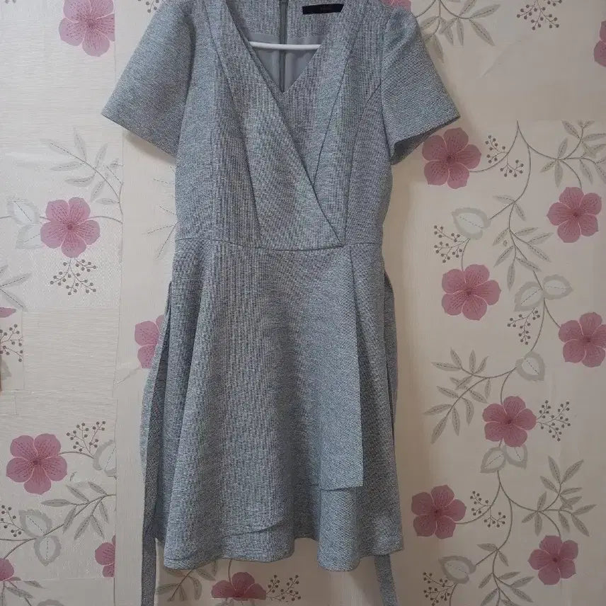 [BUNJANG] SOUP Gray Midi Dress with Waist Tie / SOUP 그레이원피스