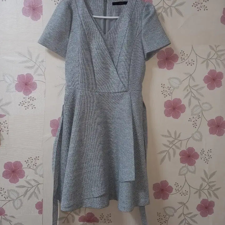 [BUNJANG] SOUP Gray Midi Dress with Waist Tie / SOUP 그레이원피스