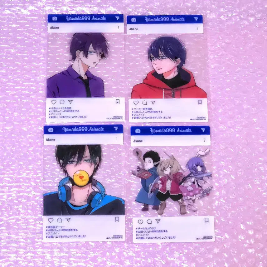 [BUNJANG] Yamada-kun to Lv999 no Koi wo Suru SNS-style Clear Card Bundle Set (4 Cards) / (일괄) 야마다군과 lv999의 사랑을 하다 SNS풍 클리어카드 4장