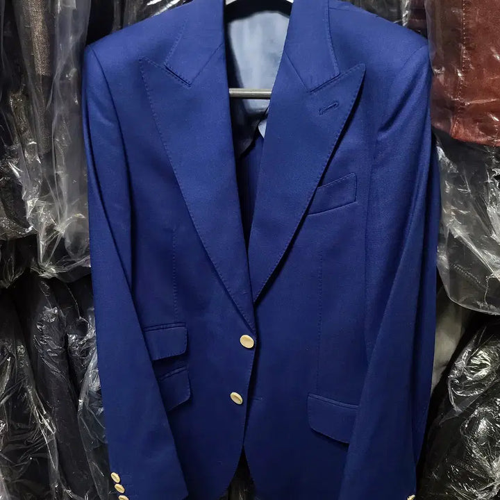 [BUNJANG] Vanhart di Albazar Wide Peak Lapel Blue Blazer Jacket / 반하트 디 알바자 / 와이드 피크드라펠 블루 블레이져 자켓 / 103