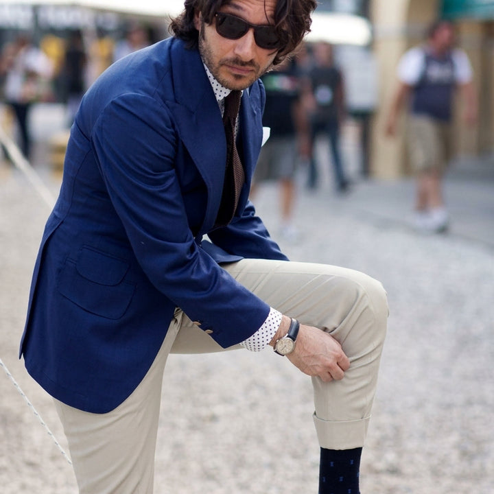 [BUNJANG] Vanhart di Albazar Wide Peak Lapel Blue Blazer Jacket / 반하트 디 알바자 / 와이드 피크드라펠 블루 블레이져 자켓 / 103