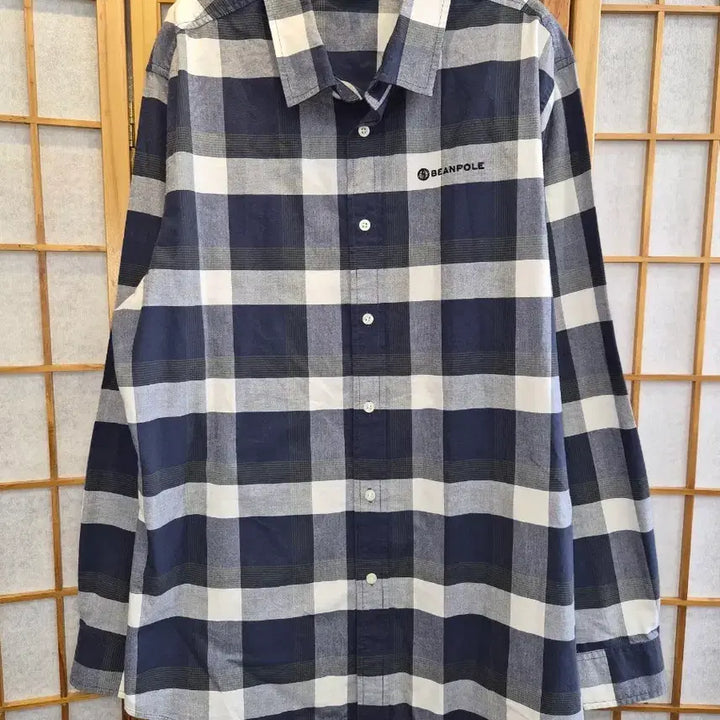 [BUNJANG] Beanpole Navy White Check Shirt (Size 110) / 빈폴 체크 셔츠 남방 네이비 화이트 110