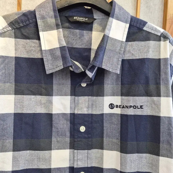 [BUNJANG] Beanpole Navy White Check Shirt (Size 110) / 빈폴 체크 셔츠 남방 네이비 화이트 110