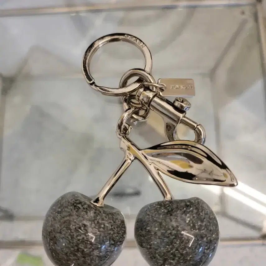 [BUNJANG] Coach Glitter Cherry Keyring Silver Grey / 정품)코치 글리터 체리키링 실버 그레이