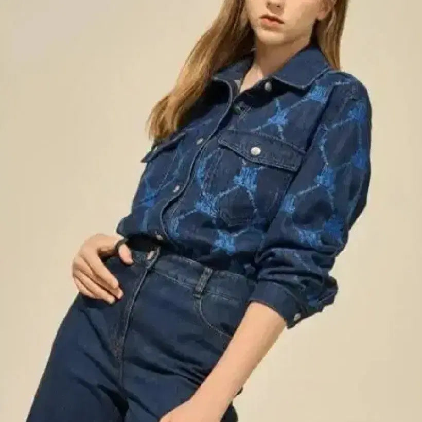 [BUNJANG] Lanvin Embroidered Denim Shirt Jacket / 새거) 랑방 자수 데님 셔츠 자켓