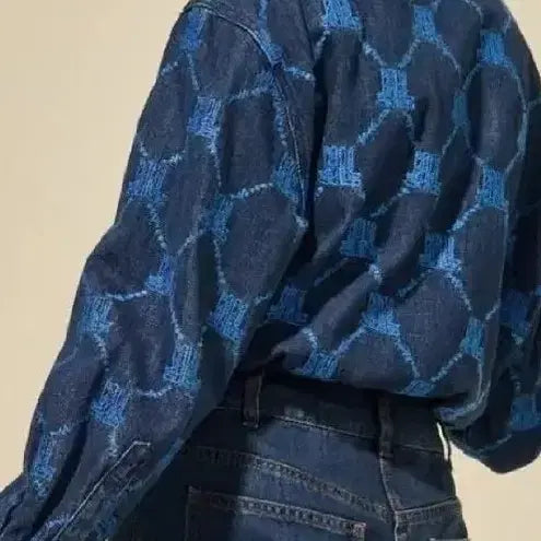 [BUNJANG] Lanvin Embroidered Denim Shirt Jacket / 새거) 랑방 자수 데님 셔츠 자켓