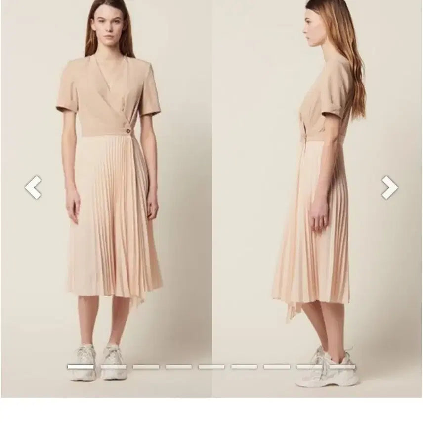 [BUNJANG] Sandro Pleated Long Dress Beige / (34)상태좋은  Sandro산드로 플리츠 롱원피스