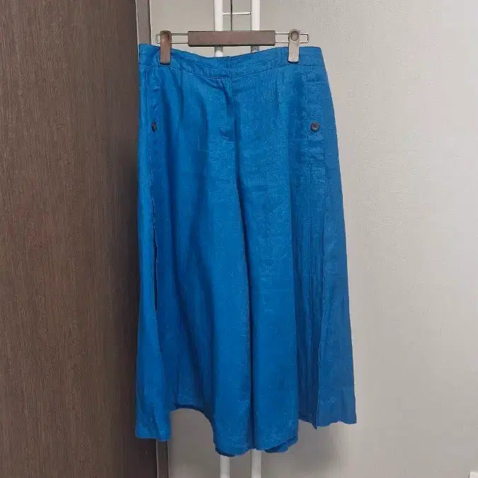 [BUNJANG] Stefanel Blue Linen Wide Culottes Pants (Size 77) / 스테파넬(77)블루 린넨 와이드 큐롯 팬츠