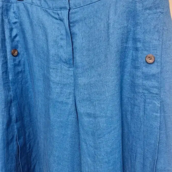 [BUNJANG] Stefanel Blue Linen Wide Culottes Pants (Size 77) / 스테파넬(77)블루 린넨 와이드 큐롯 팬츠