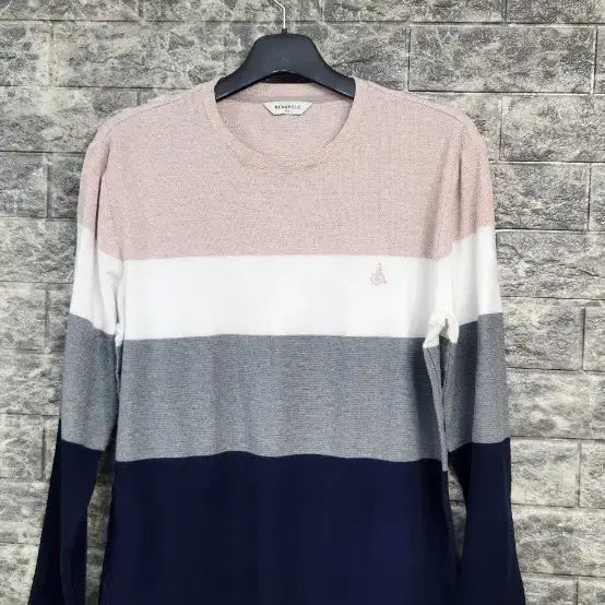[BUNJANG] Beanpole Colorblock Long Sleeve Cotton T-Shirt / 빈폴 배색 긴팔 면티셔츠100-105