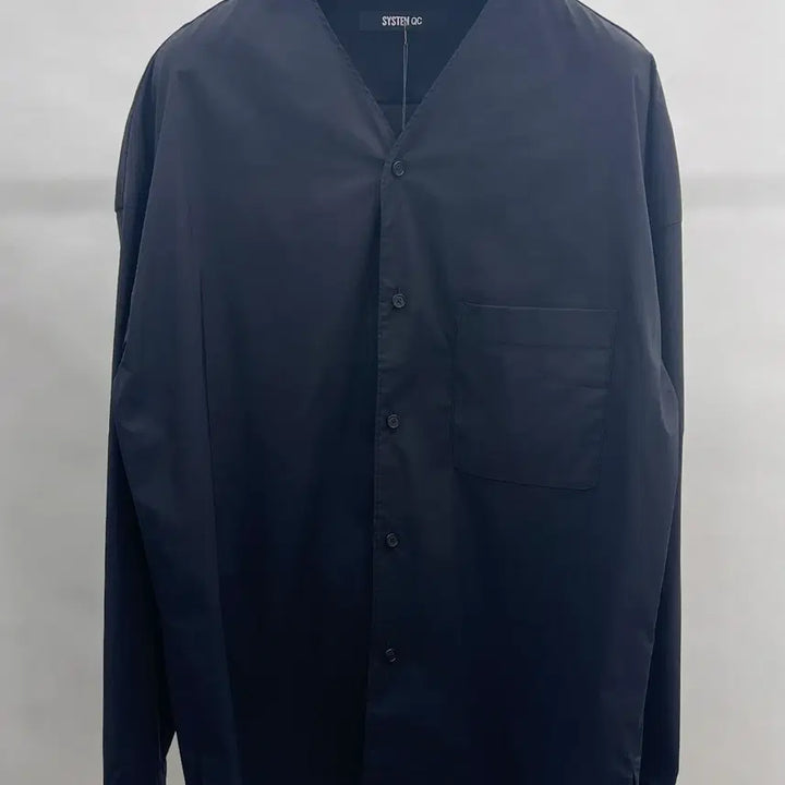 [BUNJANG] System Homme Black V-Neck Long Sleeve Shirt / 시스템옴므 블랙 브이넥셔츠