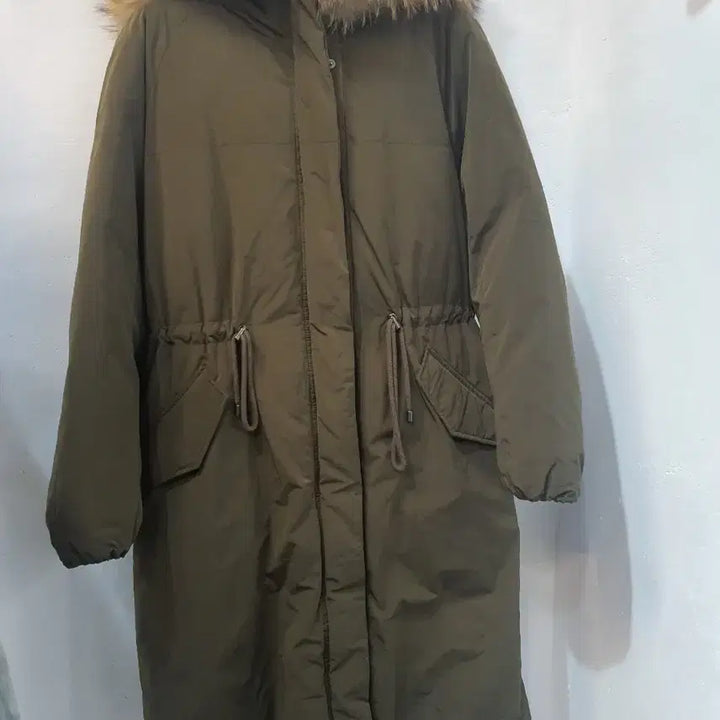 [BUNJANG] VOV Khaki Goose Down Long Padding with Racoon Fur Hood / 보브 카키색  구스다운 롱 패딩  라쿤털 후드
