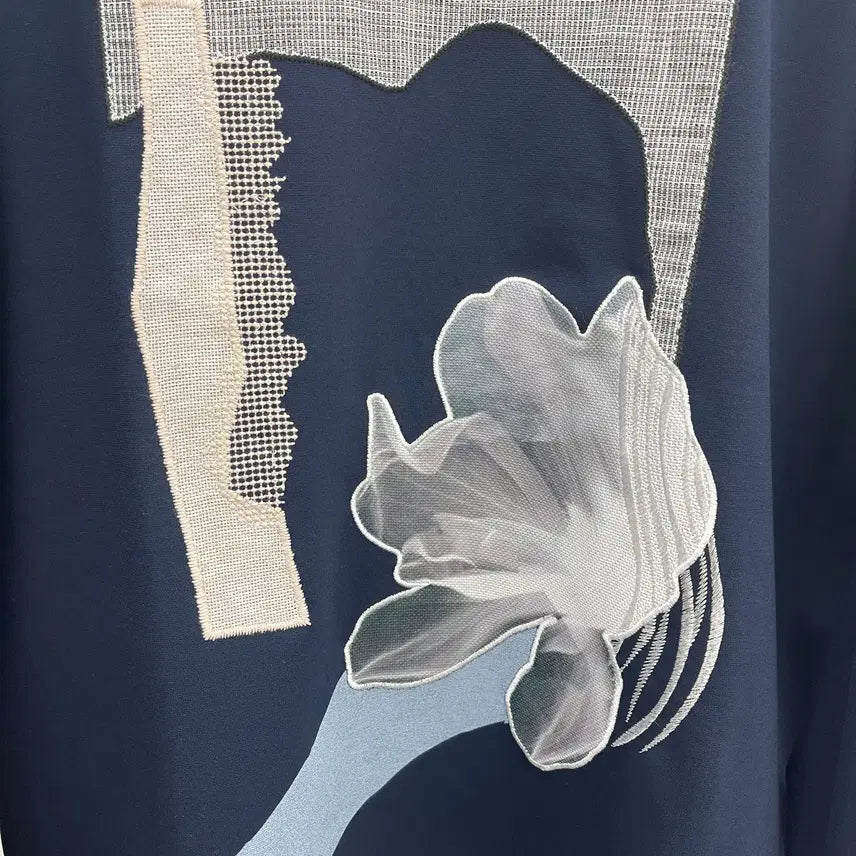 [BUNJANG] Time Homme One Point Long Sleeve T-Shirt Navy / 타임옴므 원포인트 긴팔 쭉티셔츠