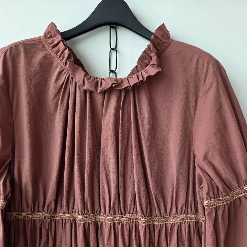 [BUNJANG] Brown Banding Twill Dress / F/브라운 밴딩 바스락원피스