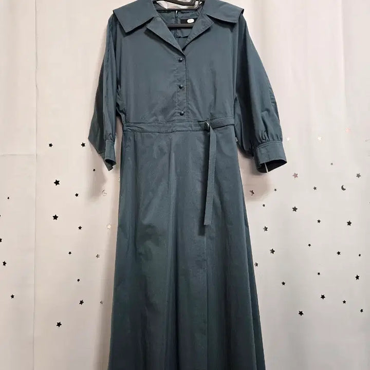[BUNJANG] Deuel Collar Neck Belted Long Dress (Size 66) / 듀엘 카라넥 벨트 롱 원피스 66