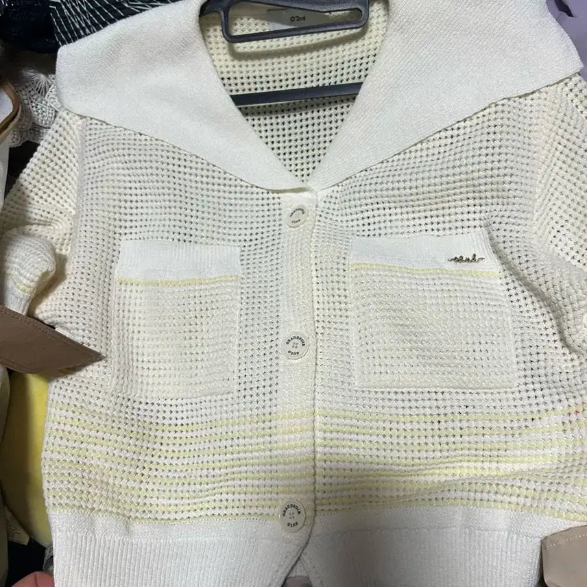 [BUNJANG] Ozcece Short Sleeve Knit Cardigan Ivory/Light Yellow / 한섬 오즈세컨 반팔 니트 가디건 프리사이즈