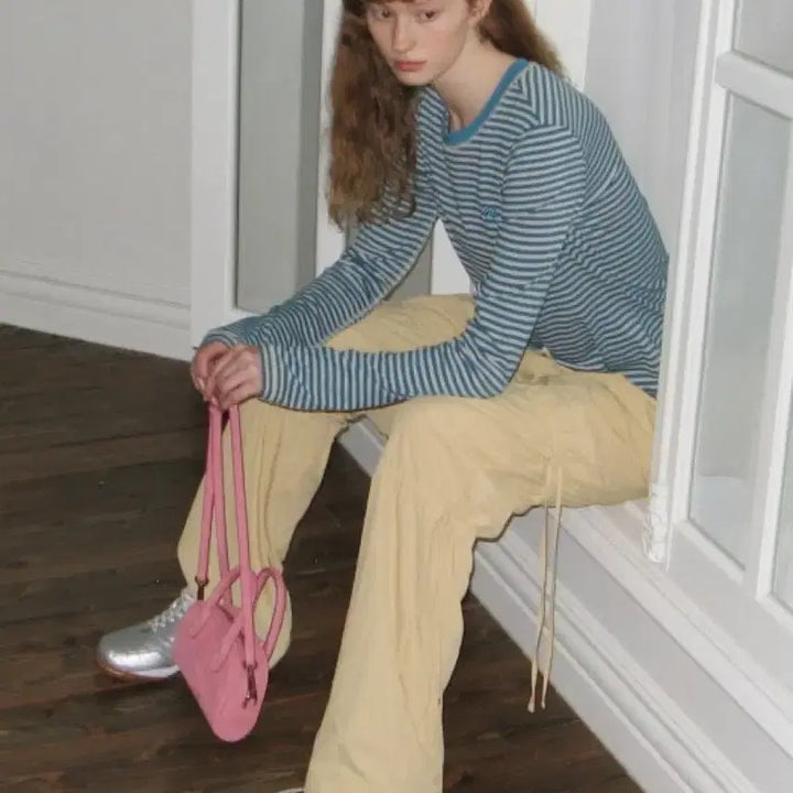 [BUNJANG] Sino Logo Stripe Long Sleeve Turkish Blue / 시눈 로고 스트라이프 롱 슬리브 (Turkish Blue)