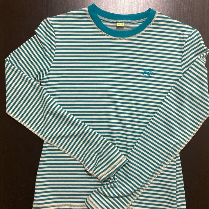 [BUNJANG] Sino Logo Stripe Long Sleeve Turkish Blue / 시눈 로고 스트라이프 롱 슬리브 (Turkish Blue)