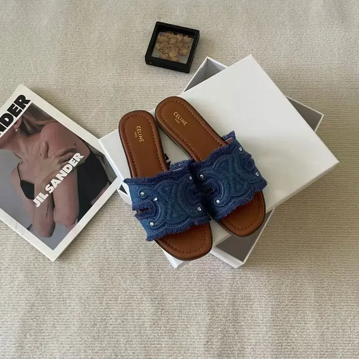 [BUNJANG] Celine Denim Studded Slip-On Sandals / 셀린느 데님 슬리퍼 샌들구매