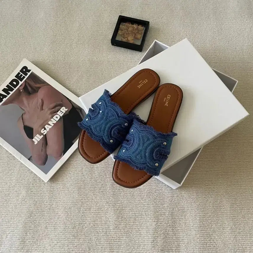 [BUNJANG] Celine Denim Studded Slip-On Sandals / 셀린느 데님 슬리퍼 샌들구매
