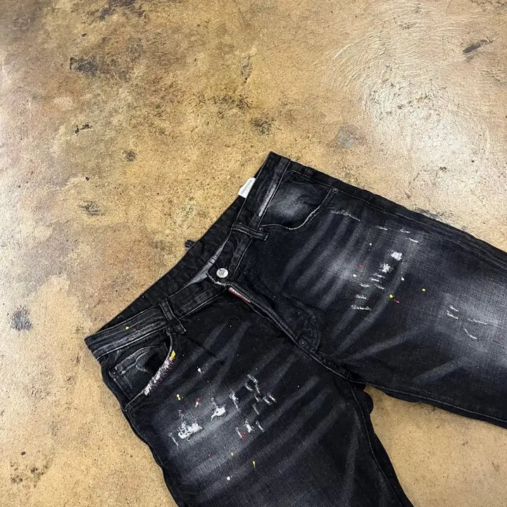 [BUNJANG] Dsquared2 Black Paint Denim / [정품/50] 디스퀘어드2 블랙 페인트 데님