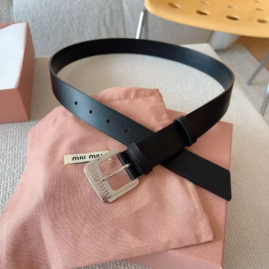 [BUNJANG] Miu Miu Logo Mini Buckle Black Women&