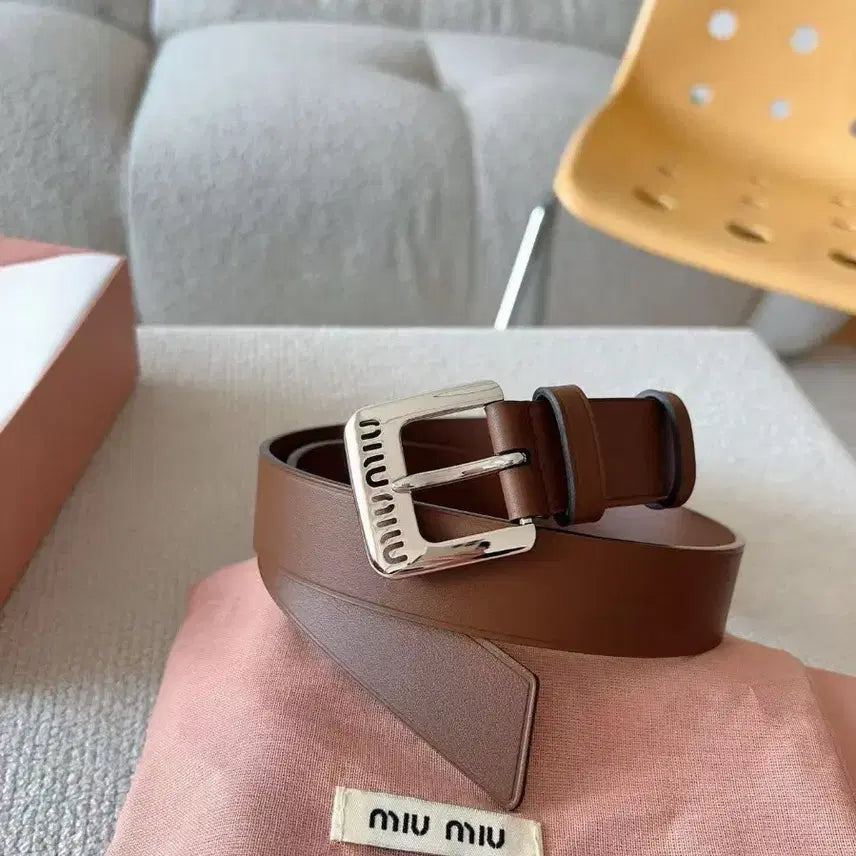 [BUNJANG] Miu Miu Logo Mini Buckle Belt Black 80cm 3.0cm Width / 미우미우 로고 미니 버클 블랙 여성 벨트 80 폭3.0cm