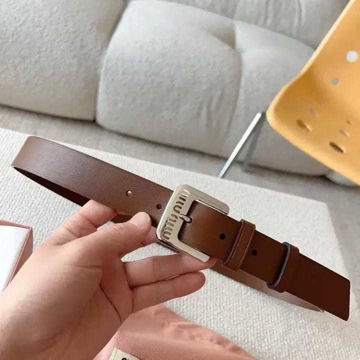 [BUNJANG] Miu Miu Logo Mini Buckle Belt Black 80cm 3.0cm Width / 미우미우 로고 미니 버클 블랙 여성 벨트 80 폭3.0cm