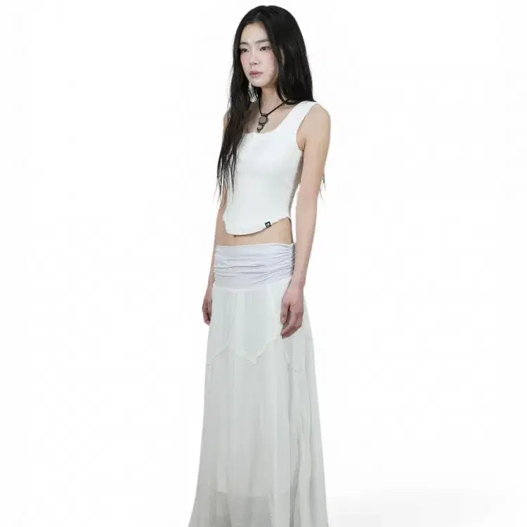[BUNJANG] Earth Music &amp; Ecology Forest Long Skirt White / 어스지구 포레스트 롱스커트 화이트
