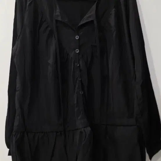 [BUNJANG] Black Long Sleeve Blouse Shirt / 검정색 롱 슬리브 블라우스 셔츠