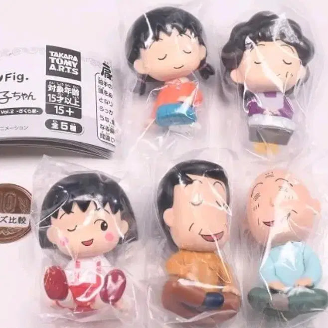 [BUNJANG] Chibi Maruko-chan Vol.2 Figurine 5-Piece Full Set / 마루코는아홉살 치비마루코 Vol.2 피규어 5종풀셋(새상품)