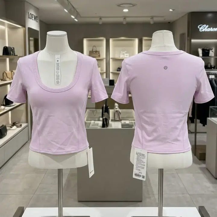 [BUNJANG] Lululemon Pink Cropped Short Sleeve Bra Top Size 4 / 택달린새상품/44/룰루레몬 핑크 크롭 반팔 브라티 4사이즈