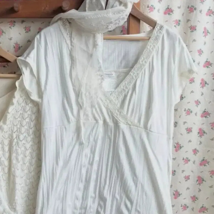[BUNJANG] Hani Yubin Vintage Mori Girl White Top Set / 하니유빈티지 대대장 모리걸 화이트 청순 쿨톤 천사핏 상의셋