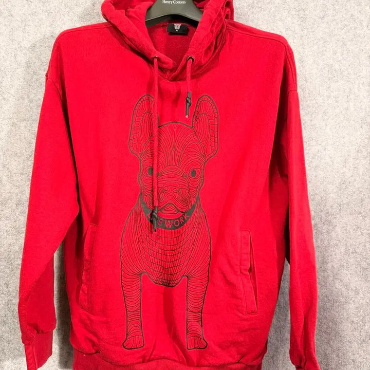 [BUNJANG] Life Work Red Hoodie T-Shirt (M) / 라이프워크 후드티셔츠 M
