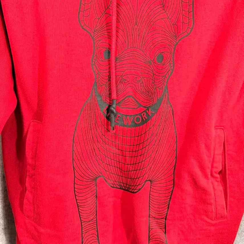 [BUNJANG] Life Work Red Hoodie T-Shirt (M) / 라이프워크 후드티셔츠 M