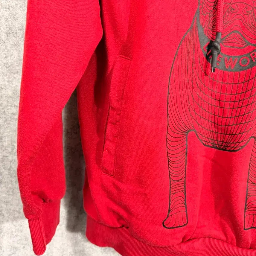 [BUNJANG] Life Work Red Hoodie T-Shirt (M) / 라이프워크 후드티셔츠 M