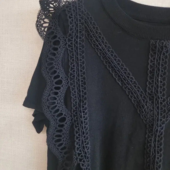[BUNJANG] Black Lace Blouse T-Shirt / 레이스 블라우스 티
