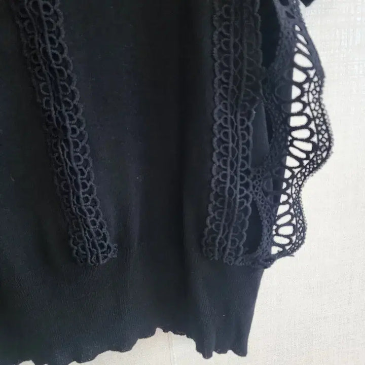 [BUNJANG] Black Lace Blouse T-Shirt / 레이스 블라우스 티