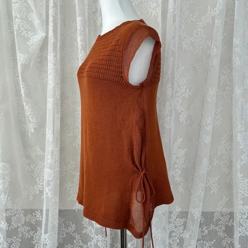 [BUNJANG] Emporio Armani Ribbon Knit Top Brown / 38) 엠포리오 아르마니 리본 니트 탑 브라운