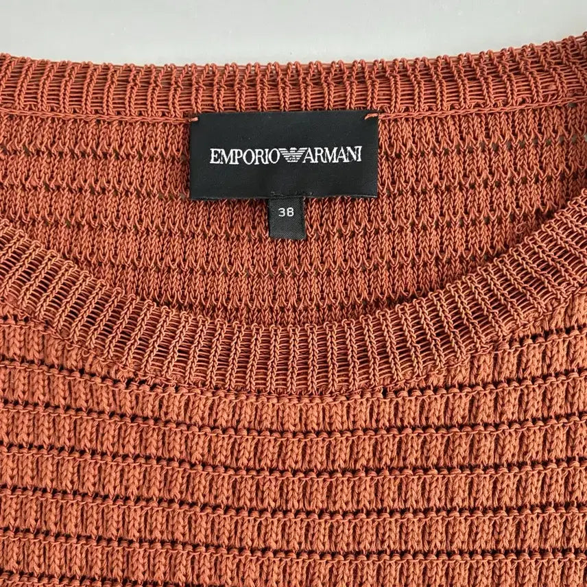 [BUNJANG] Emporio Armani Ribbon Knit Top Brown / 38) 엠포리오 아르마니 리본 니트 탑 브라운