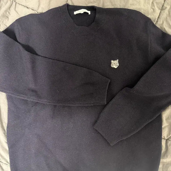 [BUNJANG] Maison Kitsuné Navy Fox Patch Knit XL / 메종키츠네 네이비 폭스 패치 니트 xl